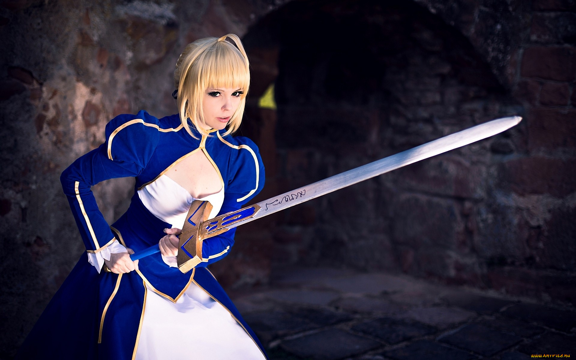 девушки, -unsort, , креатив, платье, девушка, меч, cosplay, arturia, saber, fate, stay, night