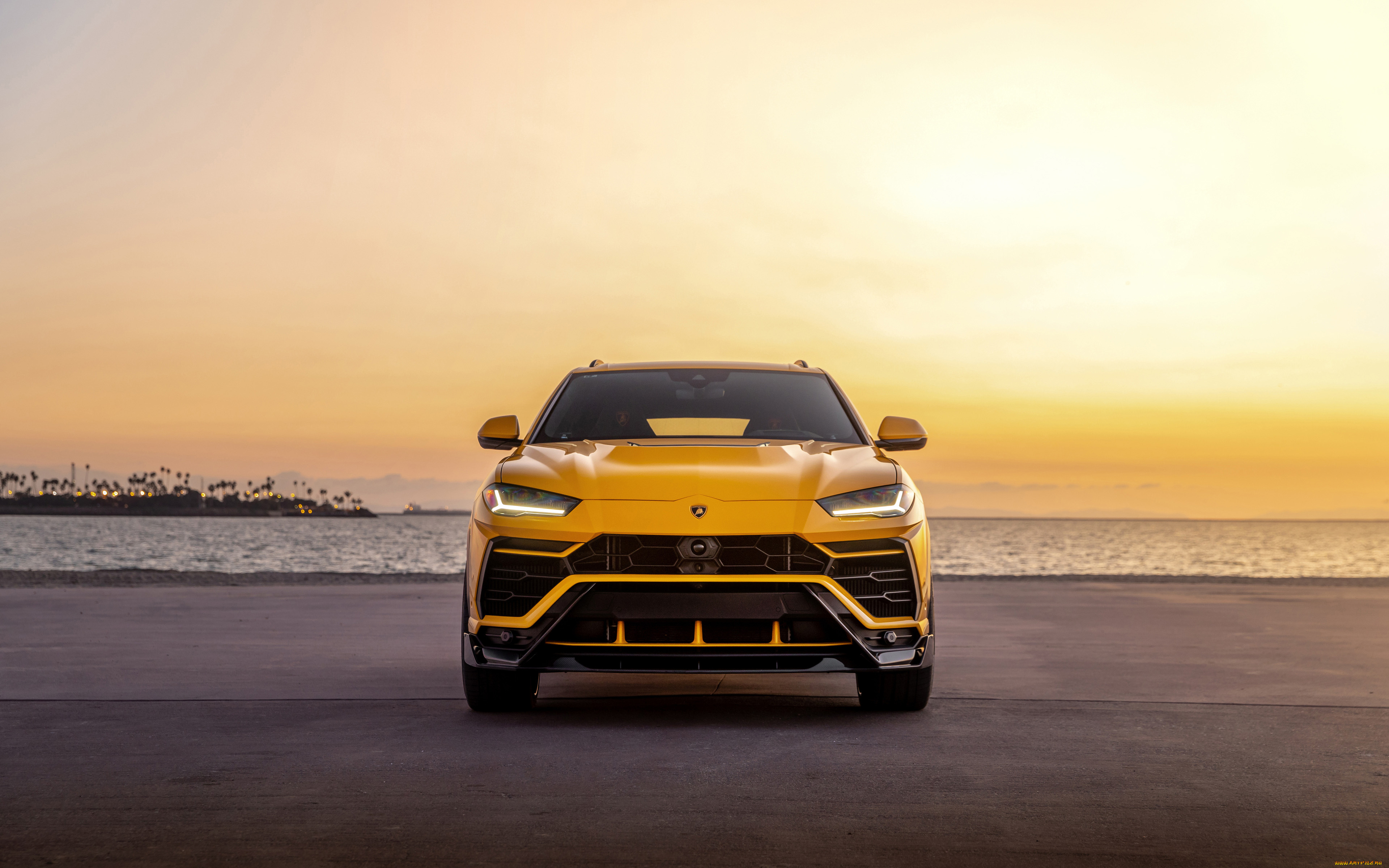 vorsteiner, , lamborghini, urus, 2021, автомобили, lamborghini, urus, 4k, тюнинг, 2021, года, вид, спереди, итальянские, желтый, побережье