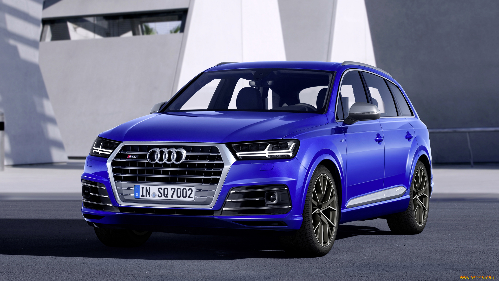 suv, audi, sq7, 2018, автомобили, audi, синий, здание