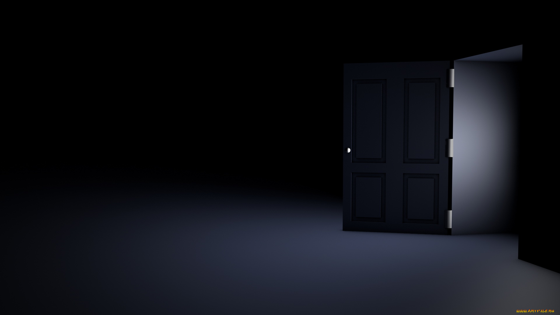 3д, графика, realism, реализм, дверь, комната, темно
