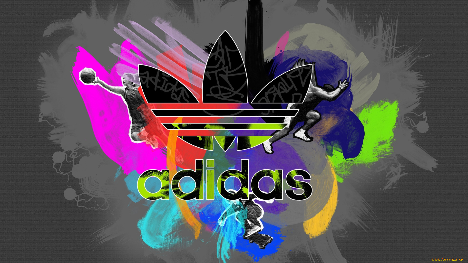 бренды, adidas, логотип, граффити