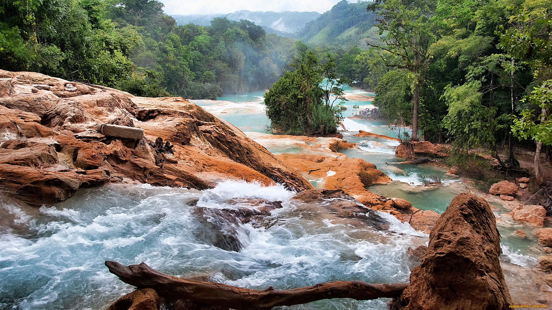 cascadas, de, agua, azul, мексика, природа, реки, озера, водопад