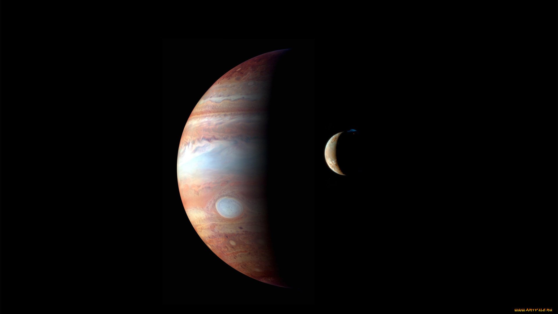 jupiter, and, io, космос, юпитер, ио, спутник