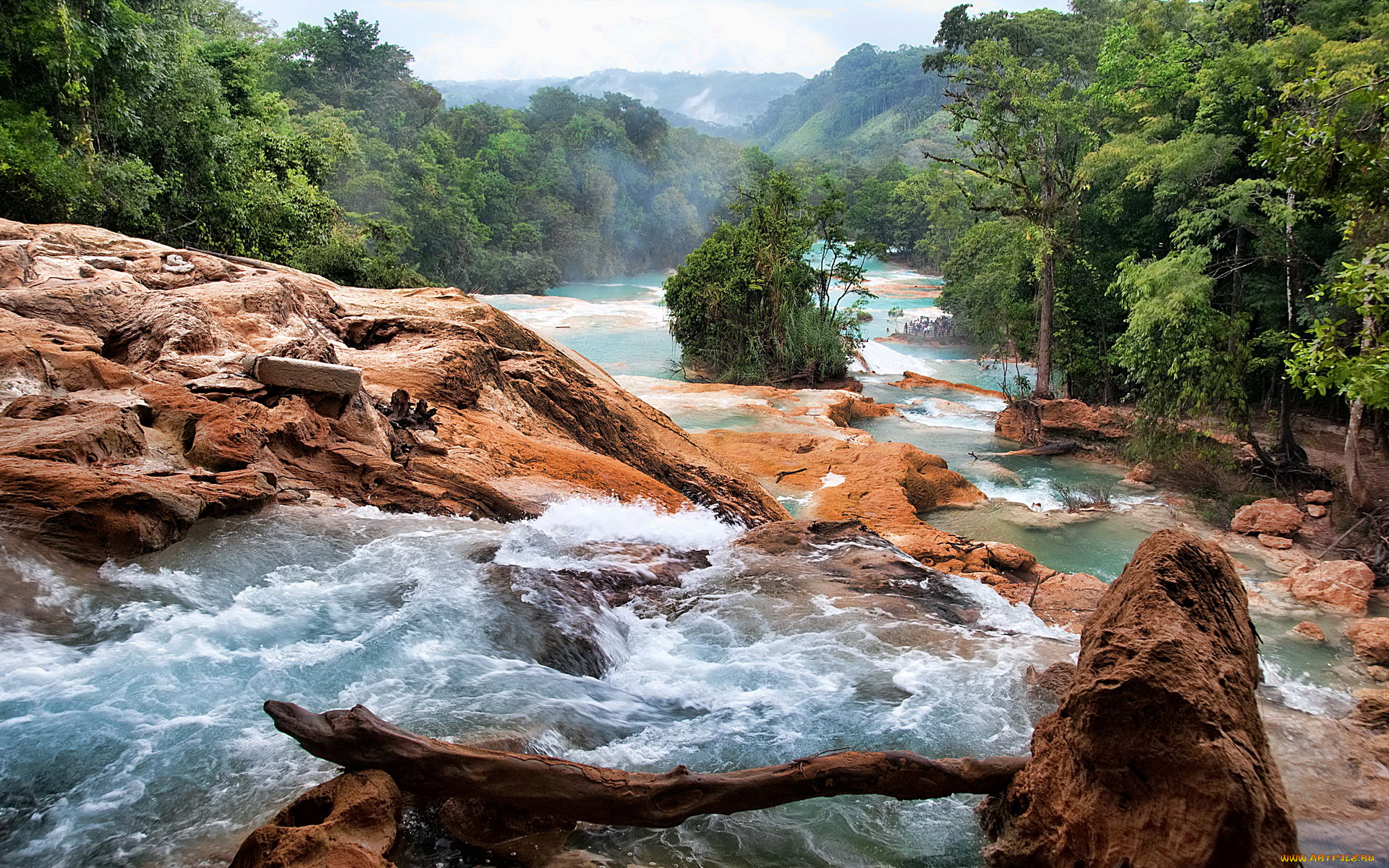 cascadas, de, agua, azul, мексика, природа, реки, озера, водопад