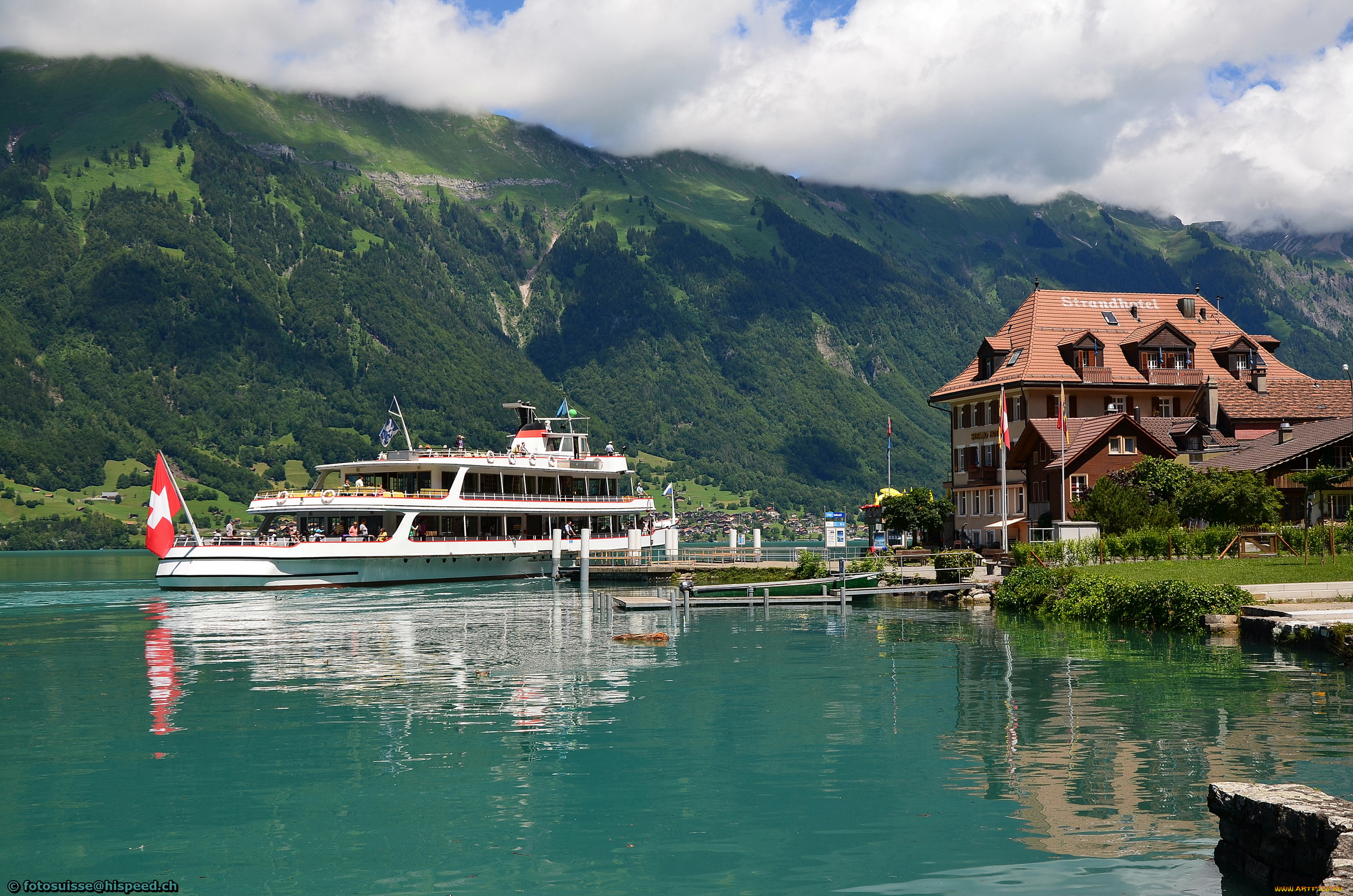 швейцария, iseltwald, lake, brienz, корабли, катера