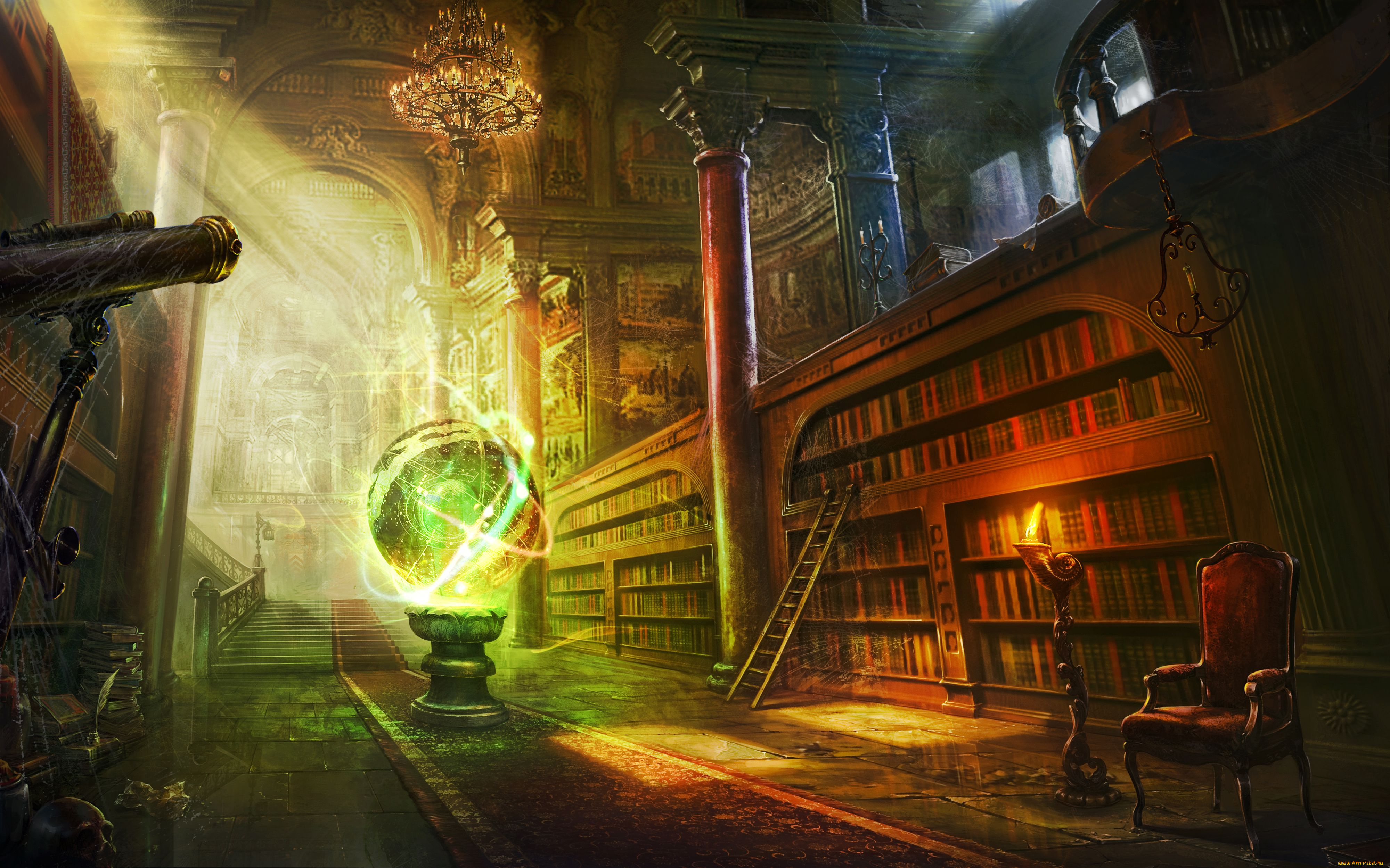 фэнтези, магия, библиотека