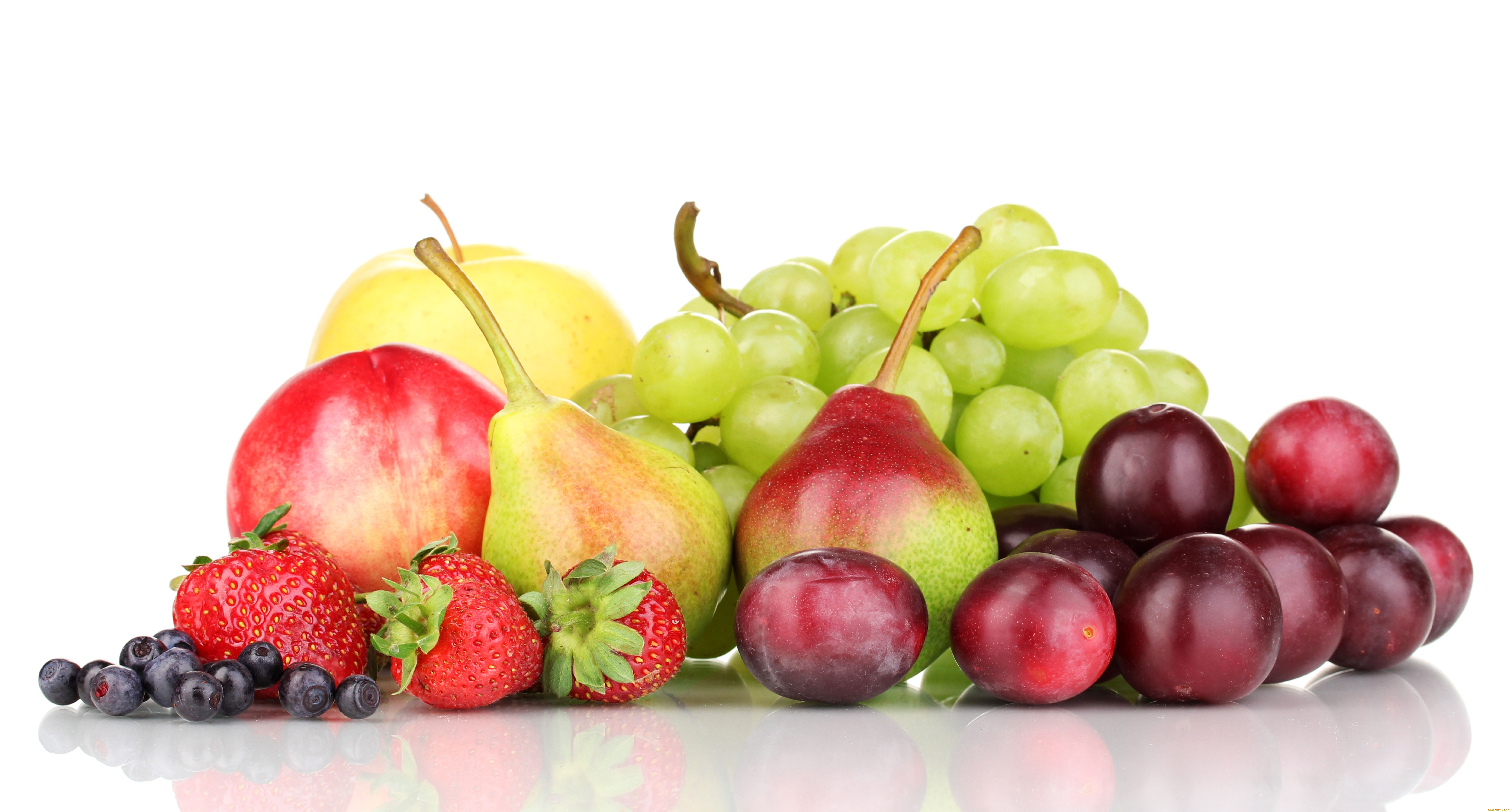 еда, фрукты, ягоды, виноград, сливы, черника, груши, яблоки, клубника