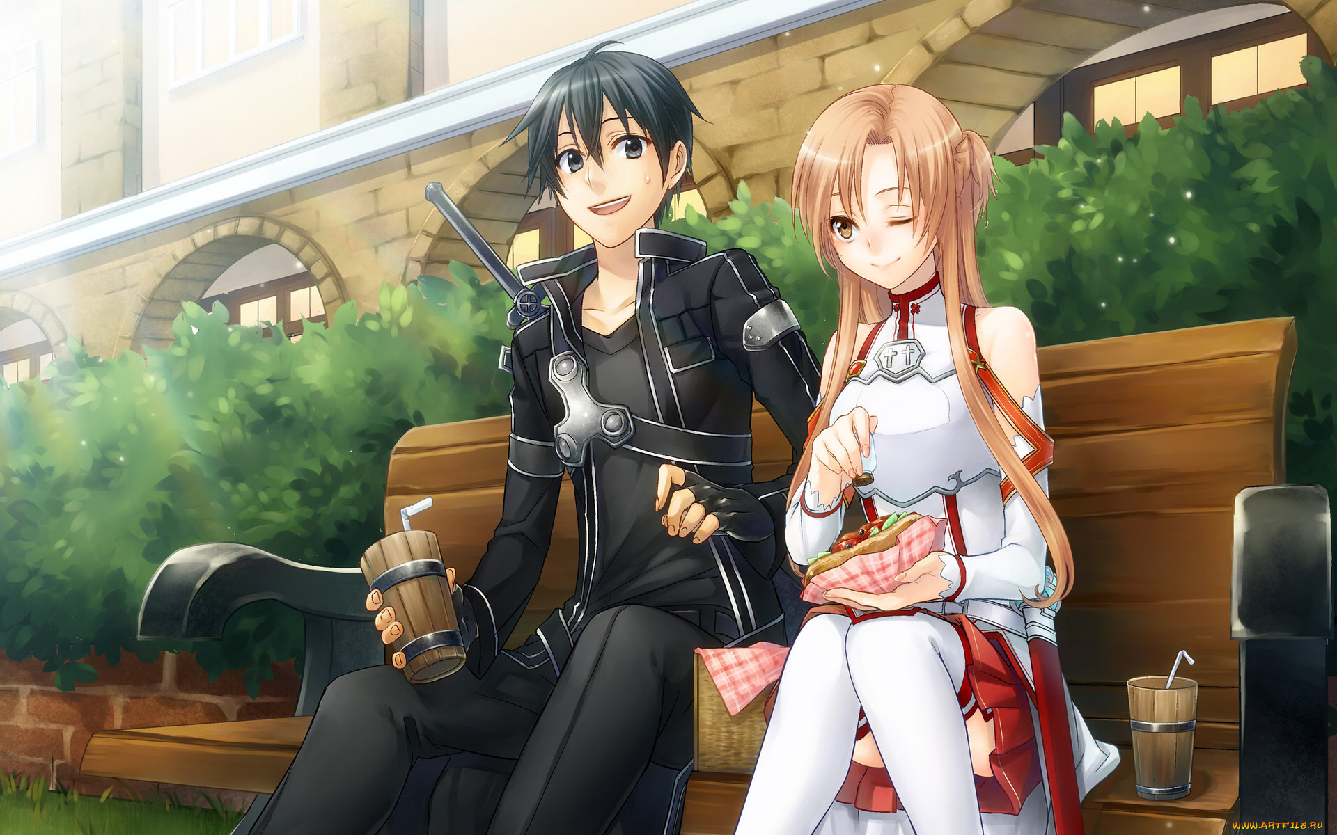 аниме, sword, art, online, парень, девушка, kirito, yuuki, asuna, sword, art, online, anime