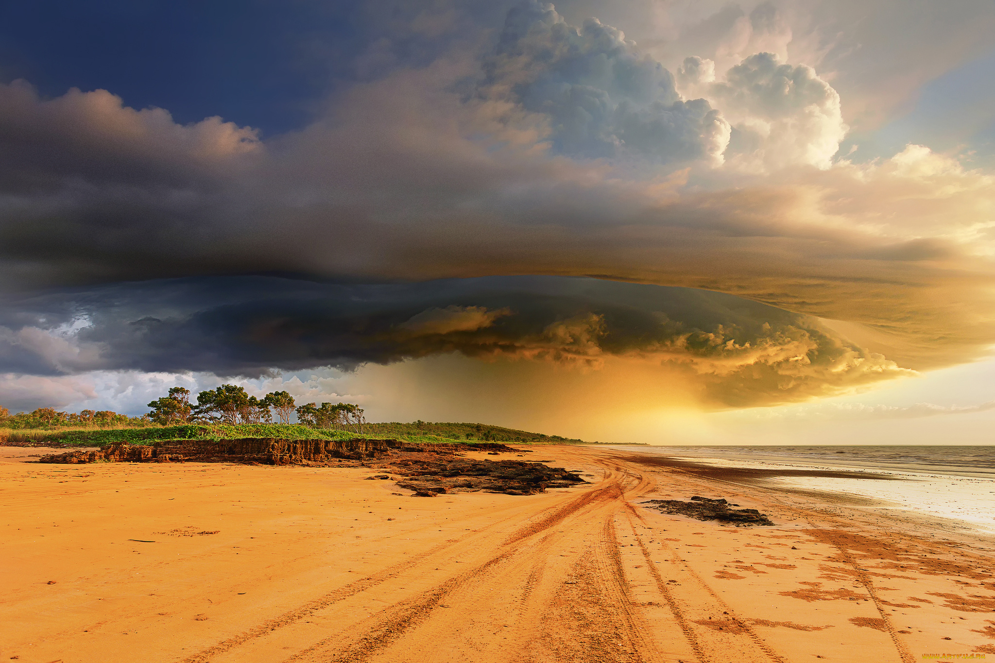 природа, стихия, облака, небо, тучи, австралия, тропический, шторм, пляж