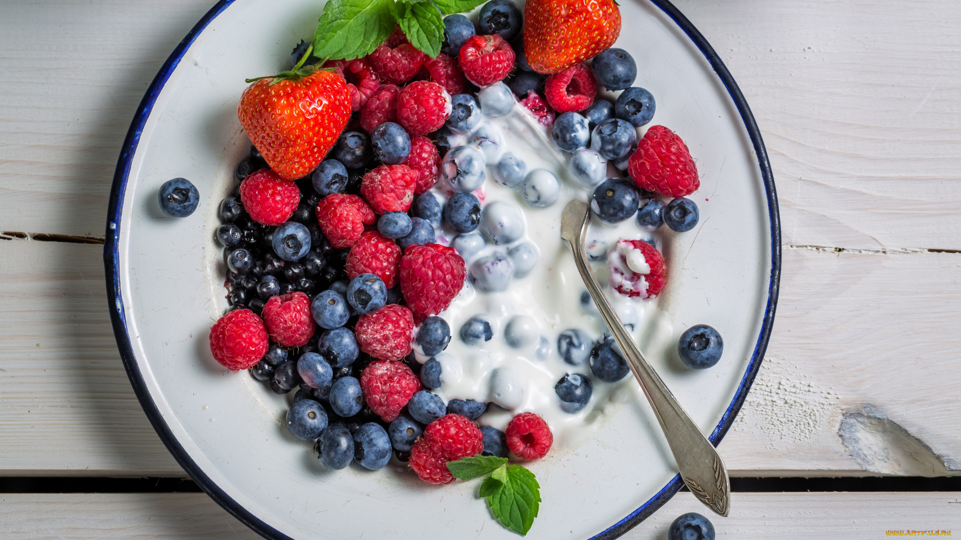 еда, фрукты, , ягоды, ягоды, breakfast, cream, berries, малина, черника, клубника, fresh