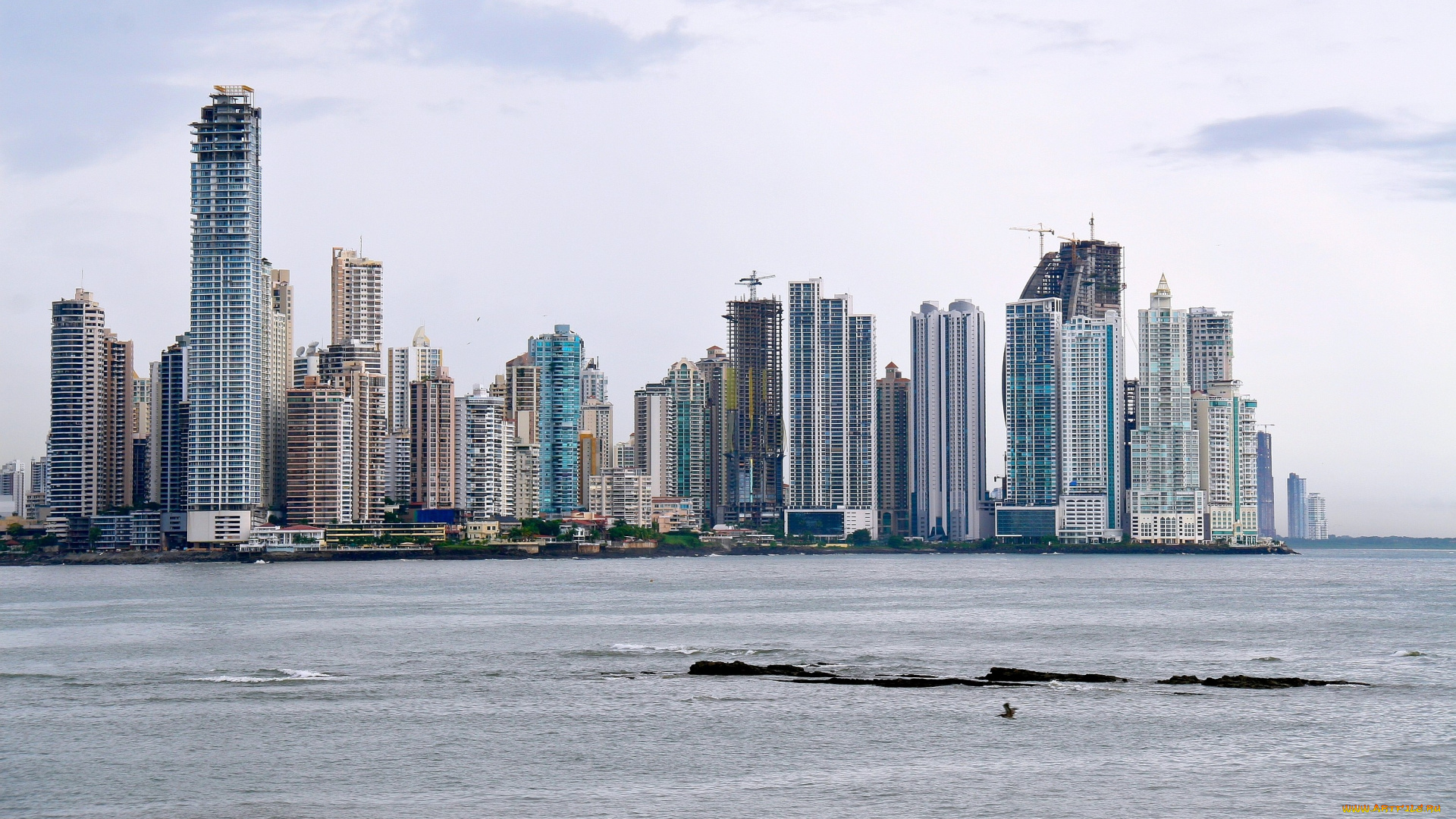 панама, города, столицы, государств, небоскребы, вода