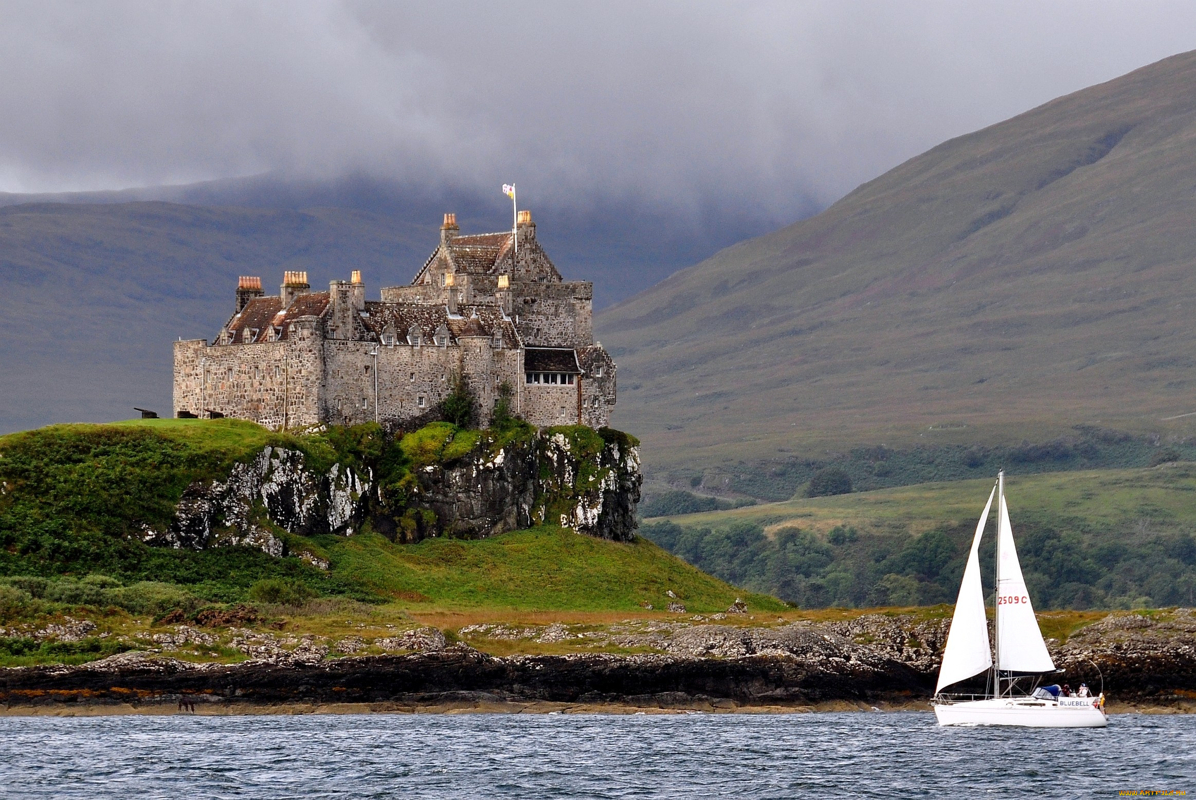 замок, дуарт, шотландия, города, дворцы, замки, крепости, каменный, парус, вода