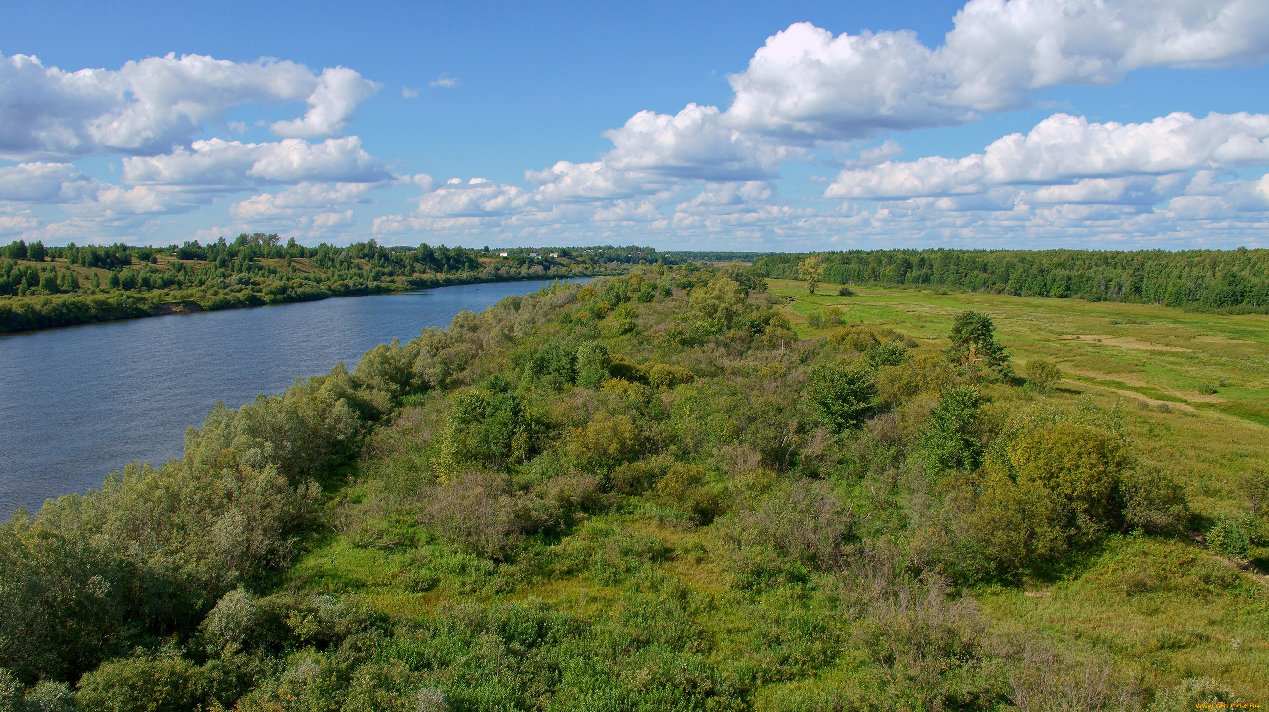 ветлуга, природа, реки, озера, река, лес, небо, облака