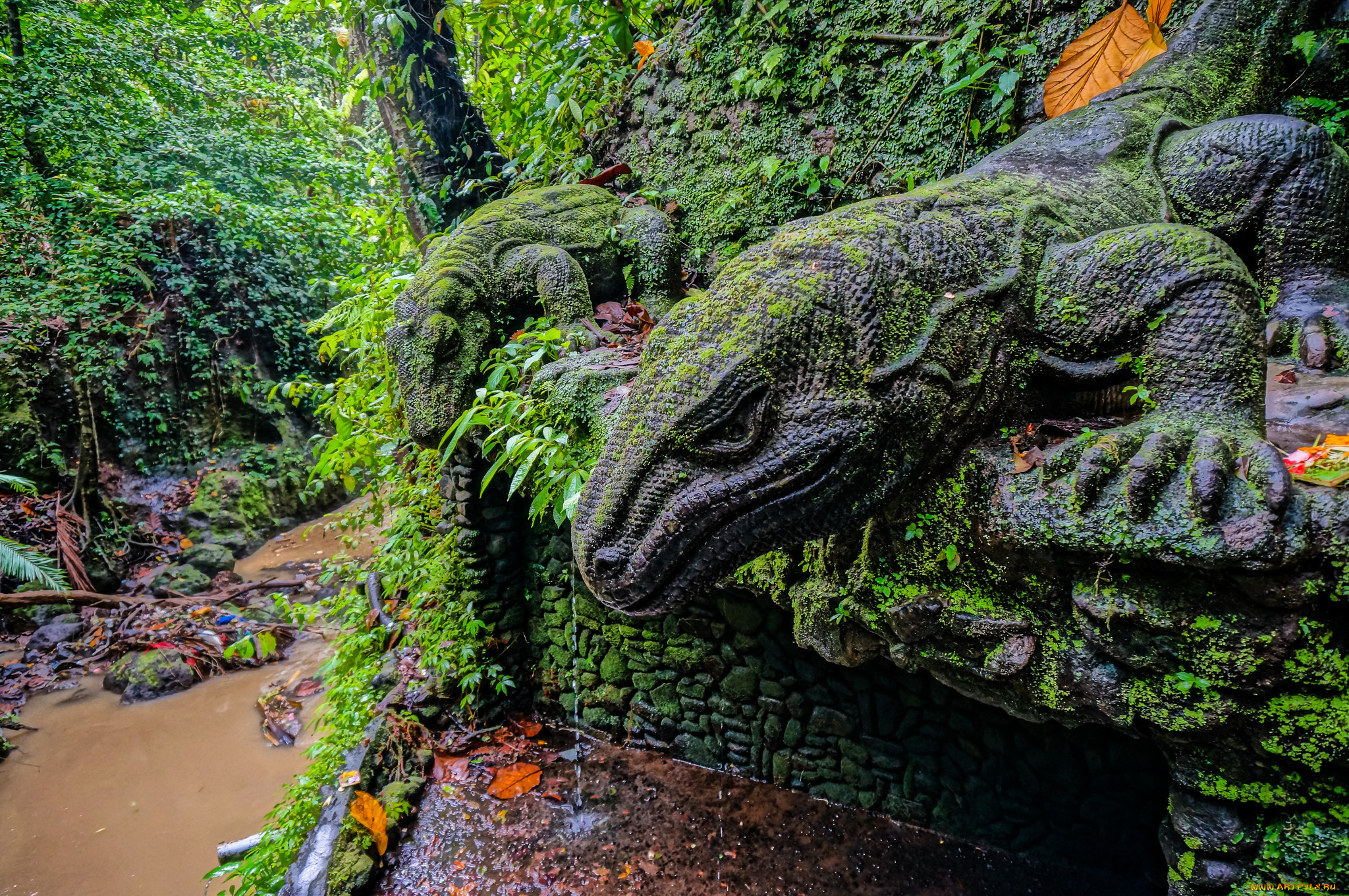 разное, садовые, и, парковые, скульптуры, ubud, monkey, forest, bali, indonesia, statue, of, a, komodo, dragon, убуд, бали, индонезия, обезьяний, лес, заповедник, статуи, река