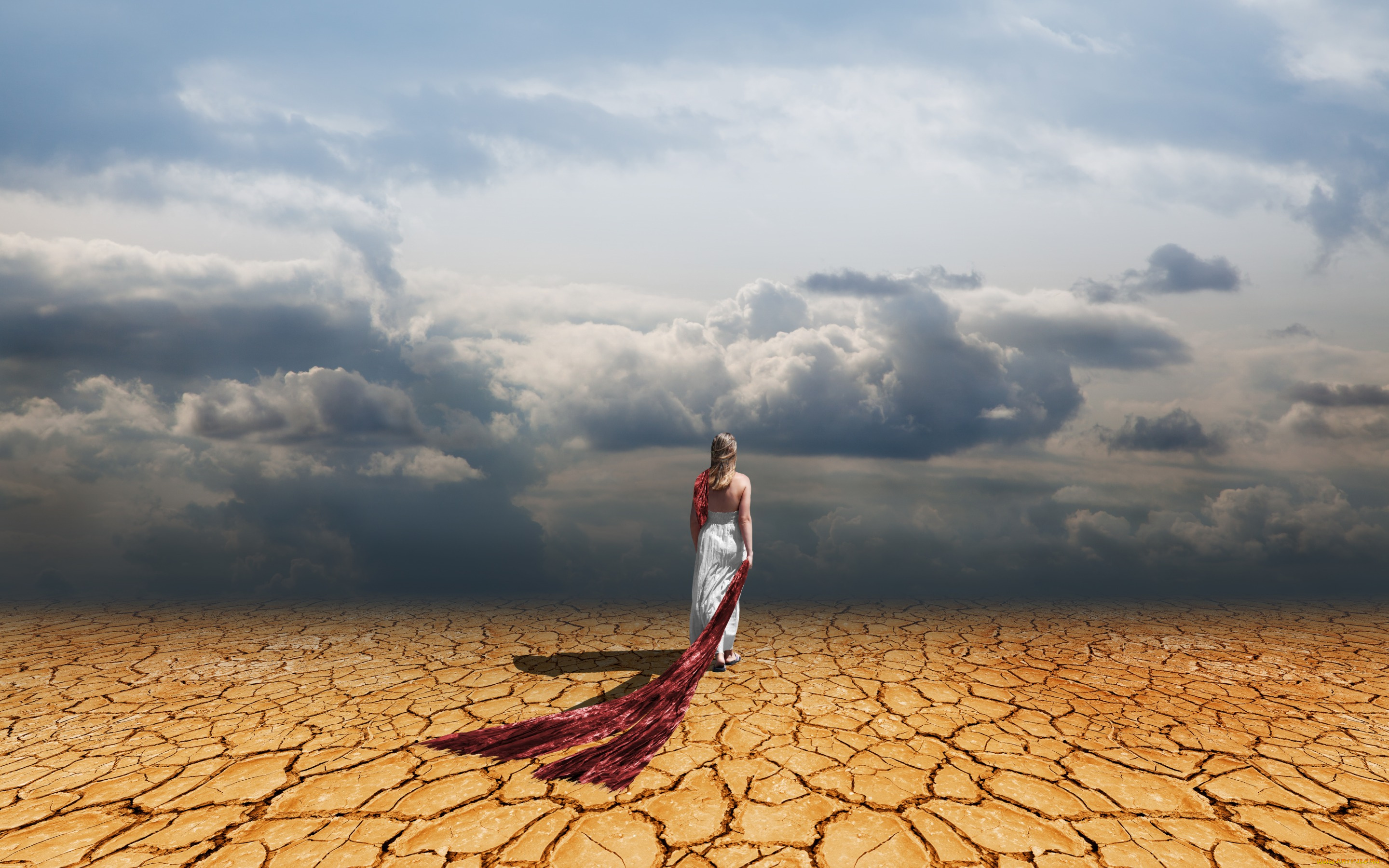 девушки, -unsort, , блондинки, dress, засуха, clouds, woman, desert, блондинка, девушка, трещины