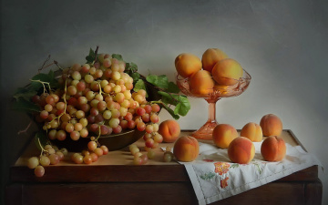 Картинка еда фрукты +ягоды лимоны виноград осень натюрморт с фруктами