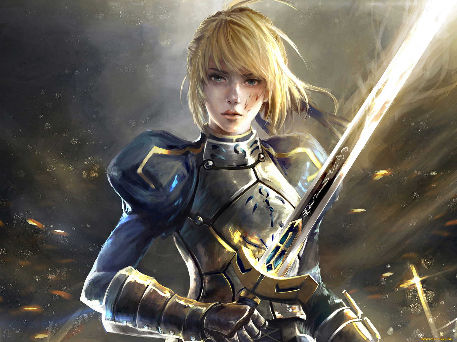 фэнтези, девушки, saber, fate, anime, art, меч, девушка, артурия, сейбер