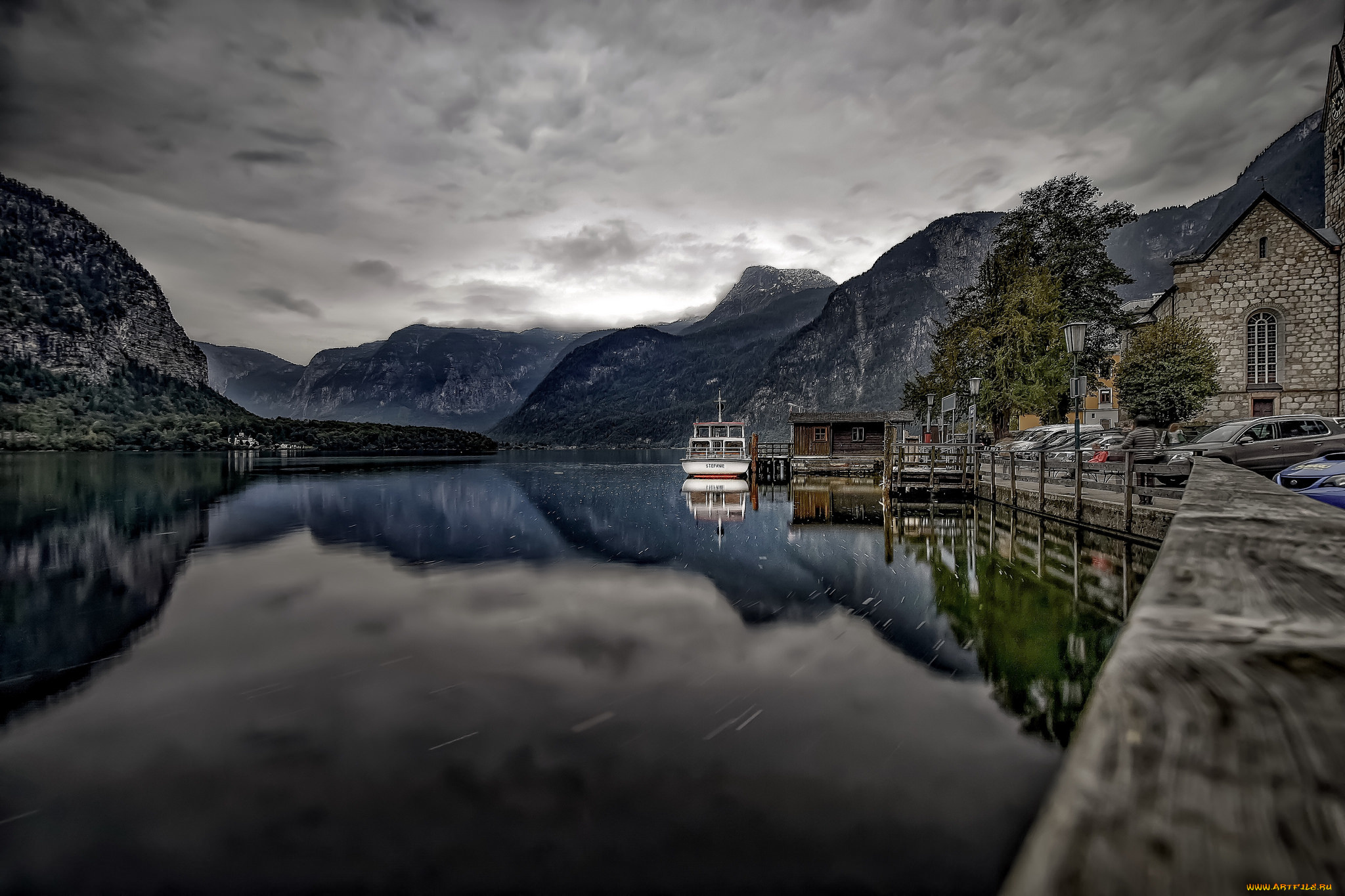 города, -, улицы, , площади, , набережные, пейзаж, озеро, austria, hallstadt, lake, longexposure