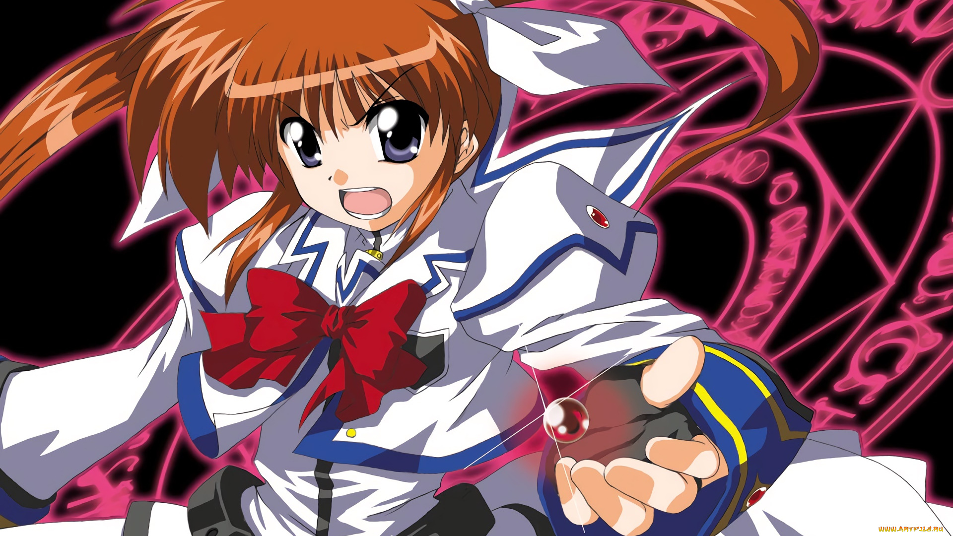 аниме, mahou, shoujo, lyrical, nanoha, фон, взгляд, девушки