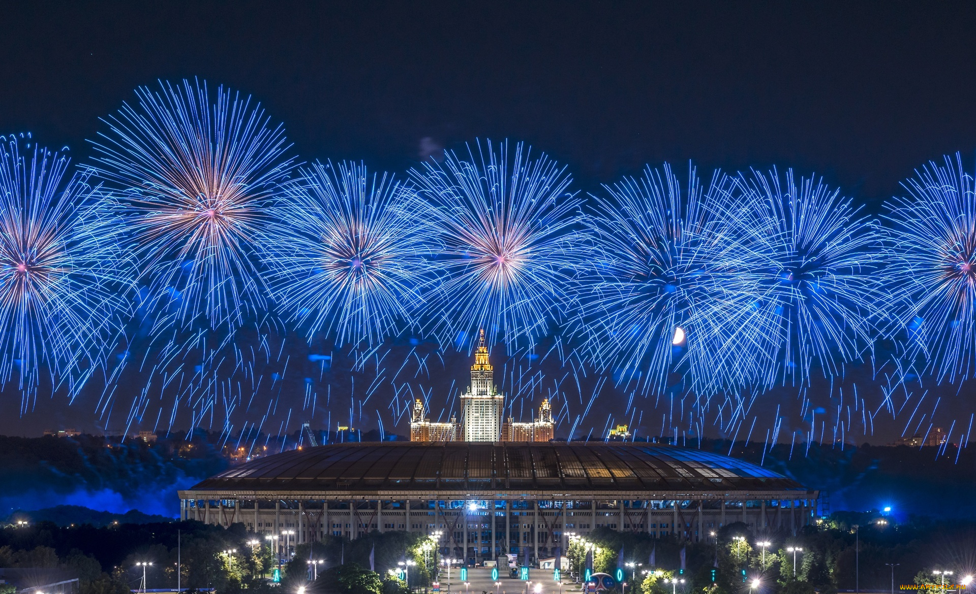 города, москва, , россия, небо, огни, салют, здания, университет, стадион