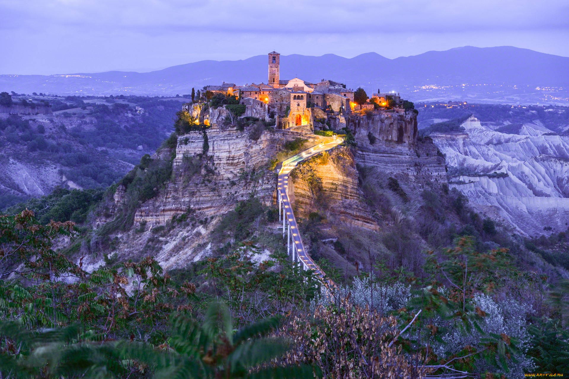 civita, di, bagnoregio, города, -, пейзажи, поселок, горы