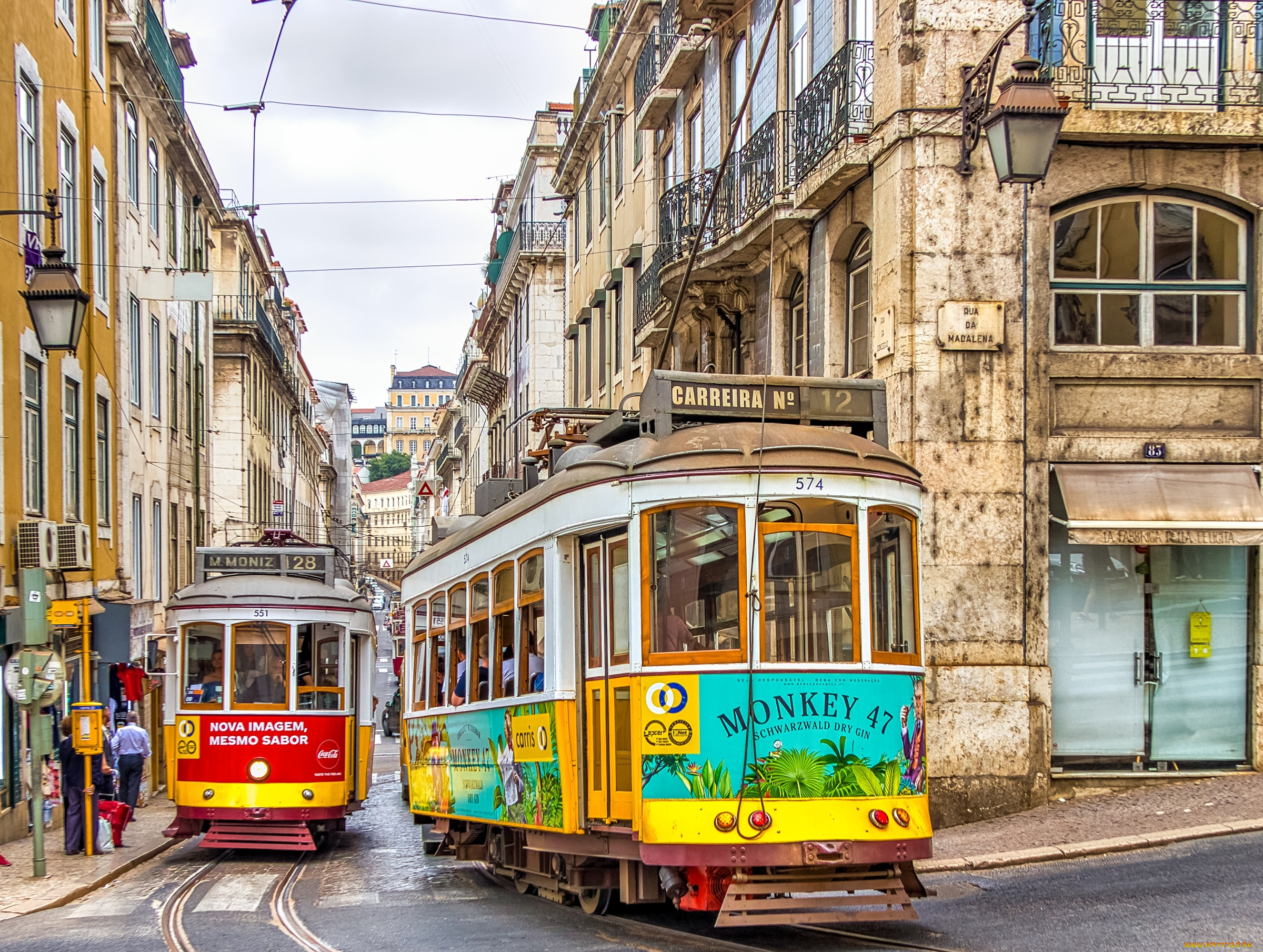 трамваи, лиссабон, техника, трамваи, лиссабон, португалия, город, улица