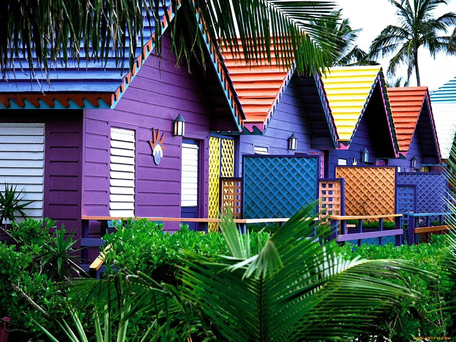 colorful, houses, bahamas, города, здания, дома