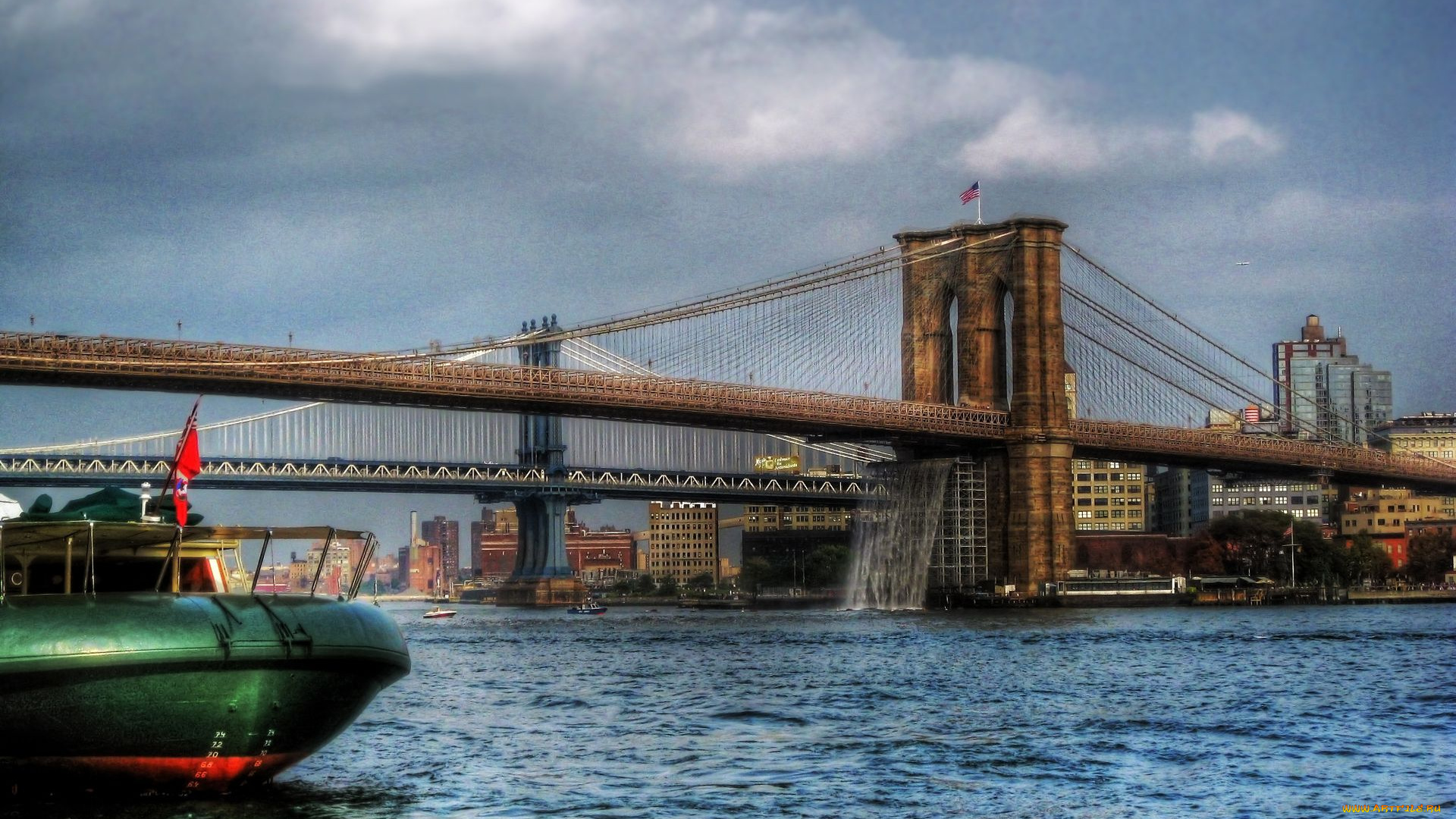 brooklyn, bridge, new, york, city, города, нью, йорк, сша