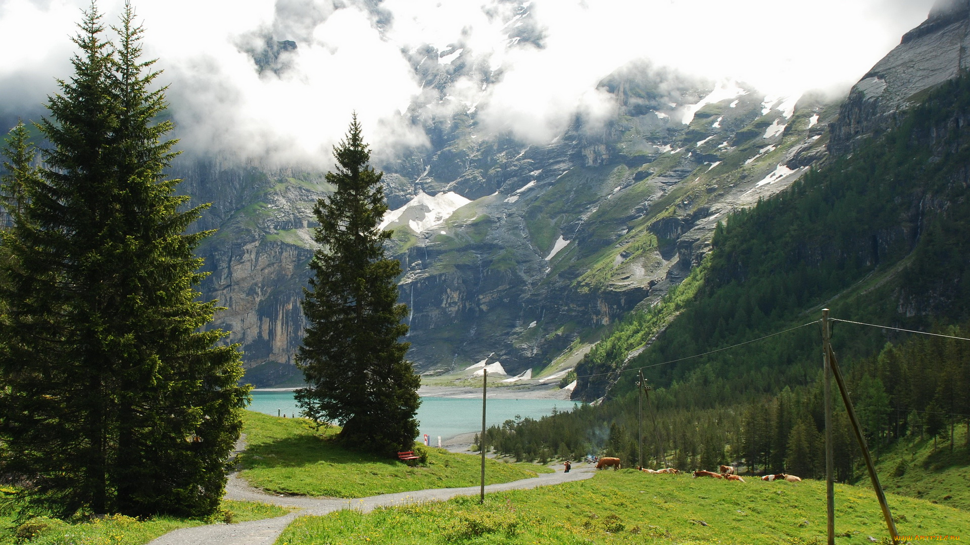 швейцария, берн, кандерштег, природа, пейзажи, горы, озеро