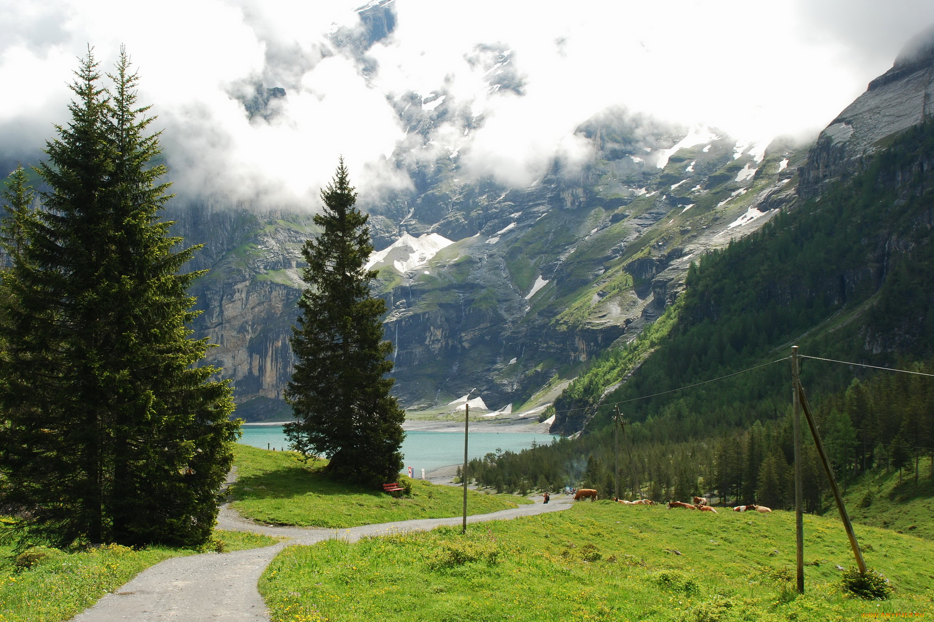 швейцария, берн, кандерштег, природа, пейзажи, горы, озеро