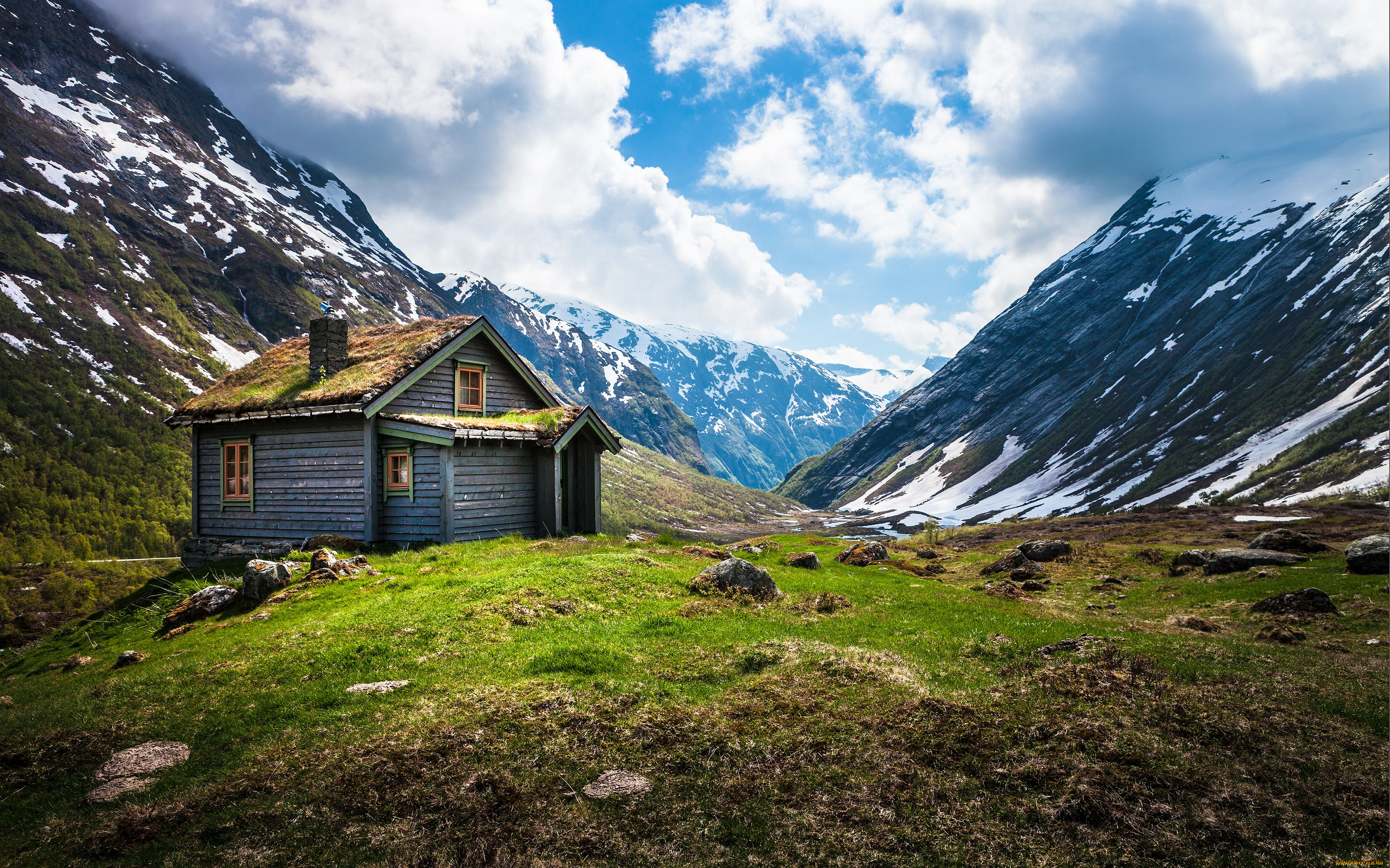 природа, горы, хижина, пейзаж, норвегия, norway