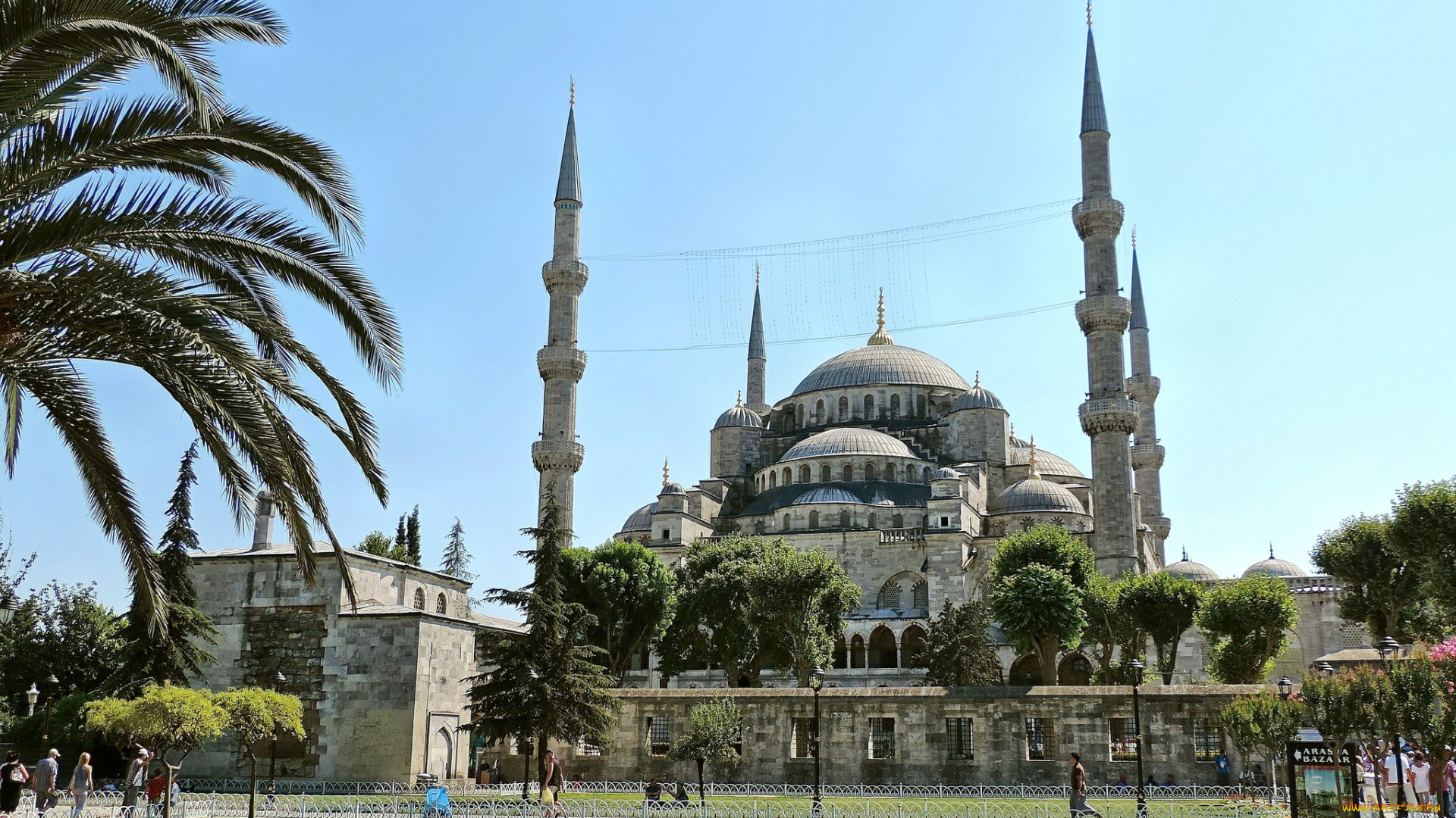 blue, mosque, istanbul, города, стамбул, турция, мечеть, минарет