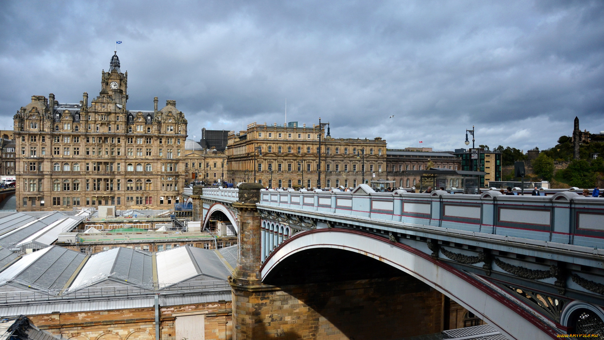 edinburgh, north, bridge, города, эдинбург, шотландия, англия, река, мост, дома