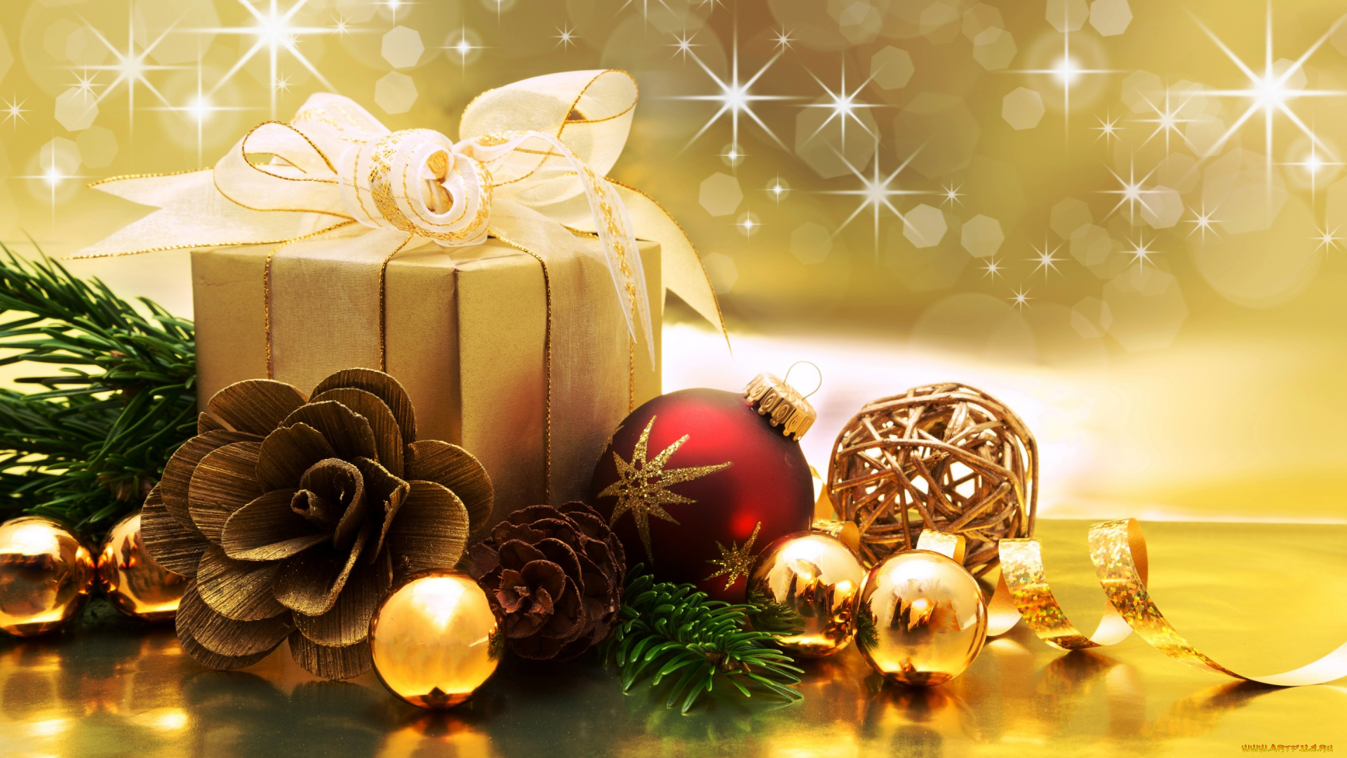праздничные, подарки, и, коробочки, decoration, украшения, шары, подарок, merry, christmas, новый, год, рождество, bokeh