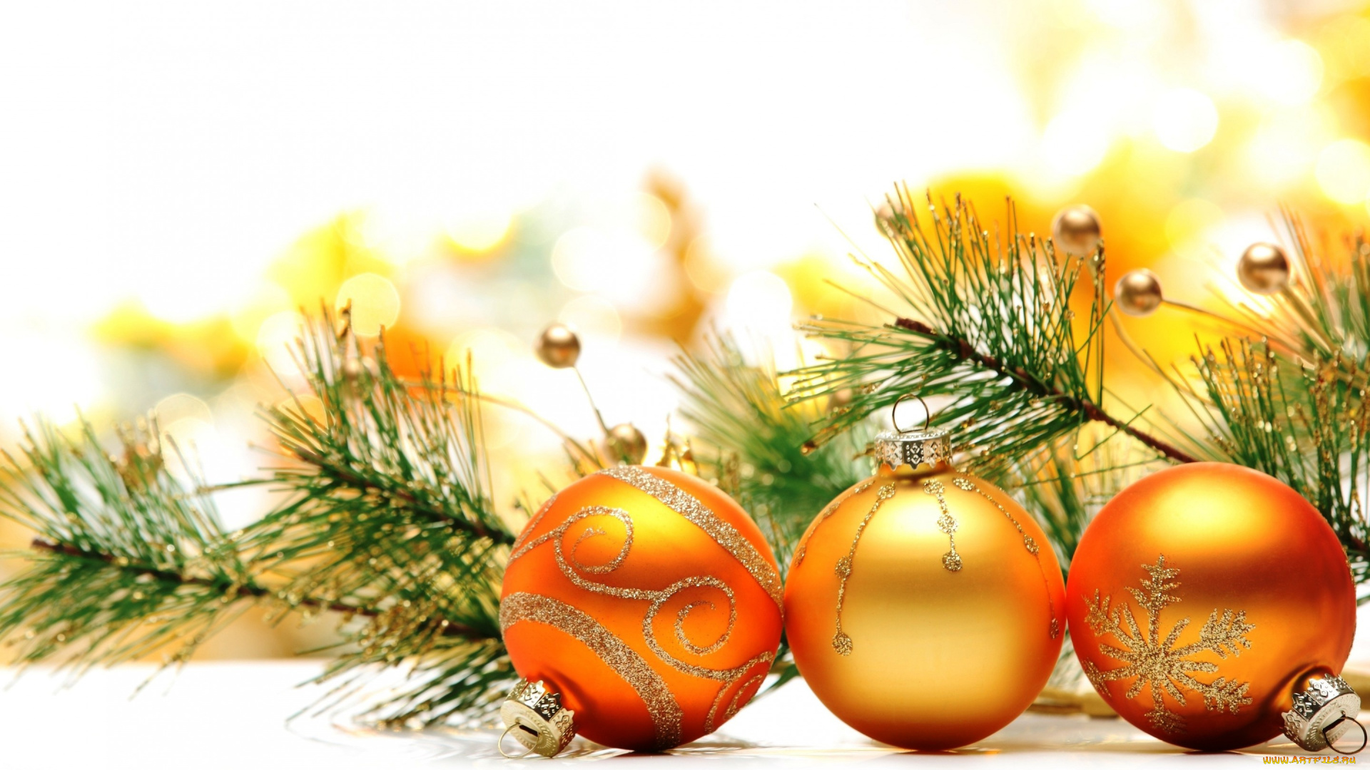 праздничные, шары, украшения, новый, год, рождество, gold, decoration, christmas, merry