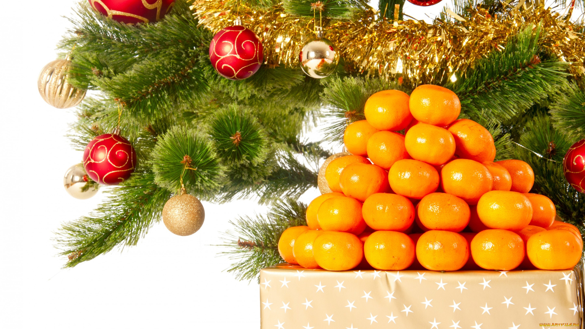 праздничные, угощения, decoration, christmas, merry, украшения, новый, год, рождество, мандарины, шары, елка