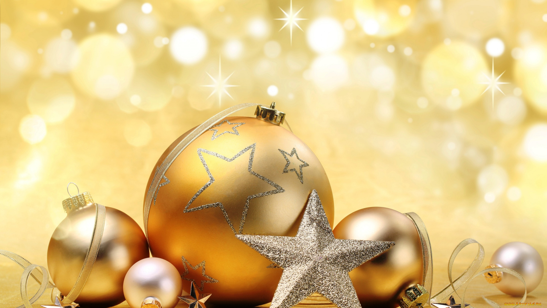праздничные, украшения, merry, звезда, шары, decoration, новый, год, рождество, gold, bokeh, christmas