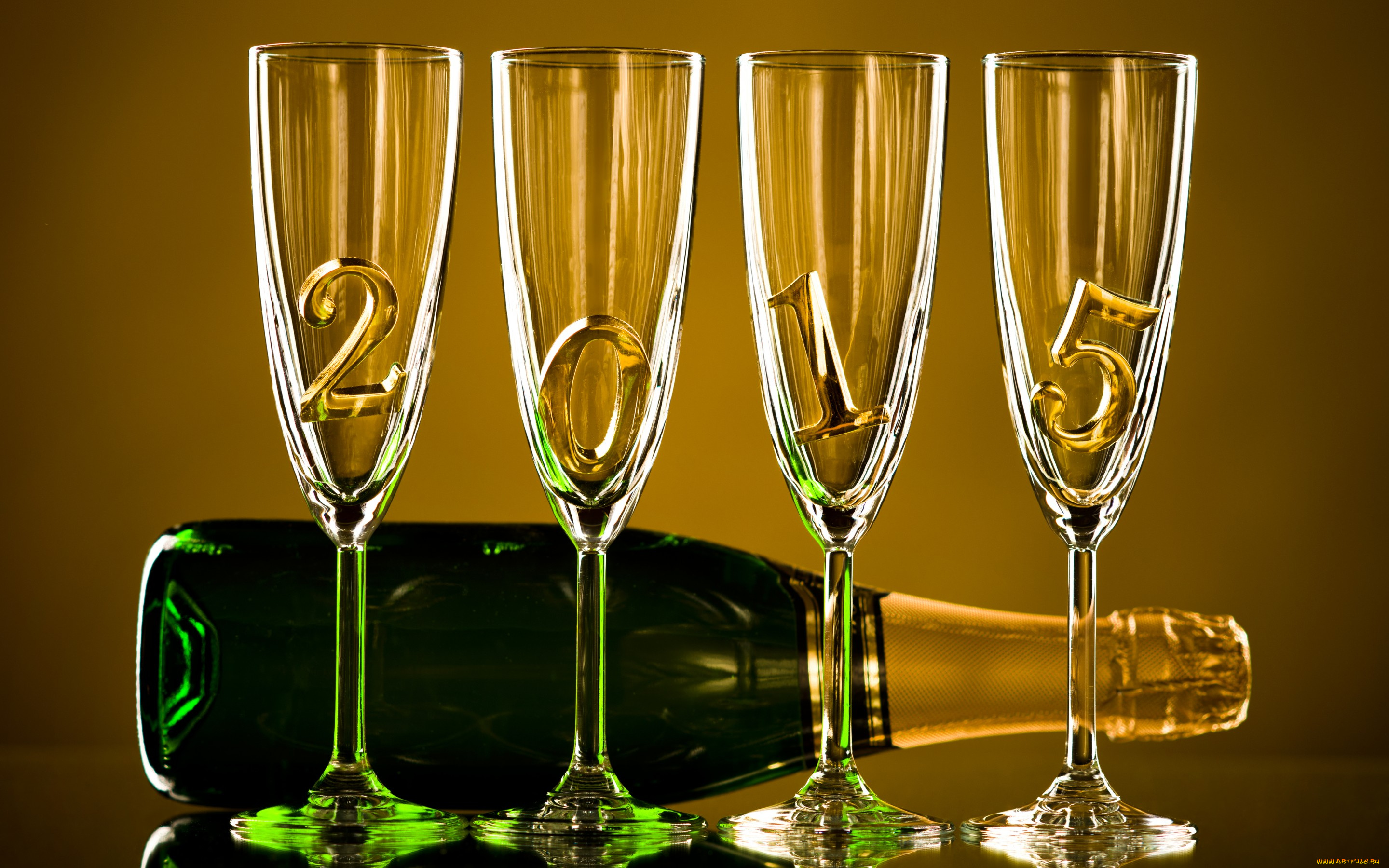 праздничные, -, разное, , новый, год, happy, new, year, 2015, gold, champagne, новый, год, шампанское, бокалы, бутылка