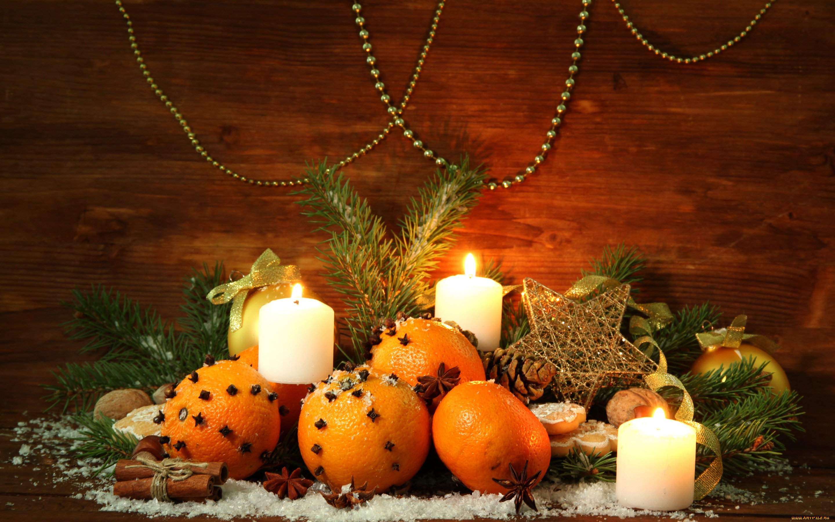 праздничные, угощения, елка, украшения, новый, год, рождество, свечи, merry, christmas, апельсины, decoration