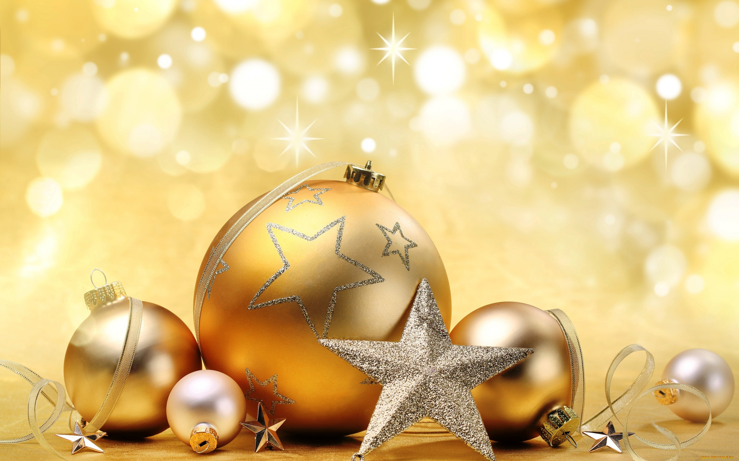праздничные, украшения, merry, звезда, шары, decoration, новый, год, рождество, gold, bokeh, christmas