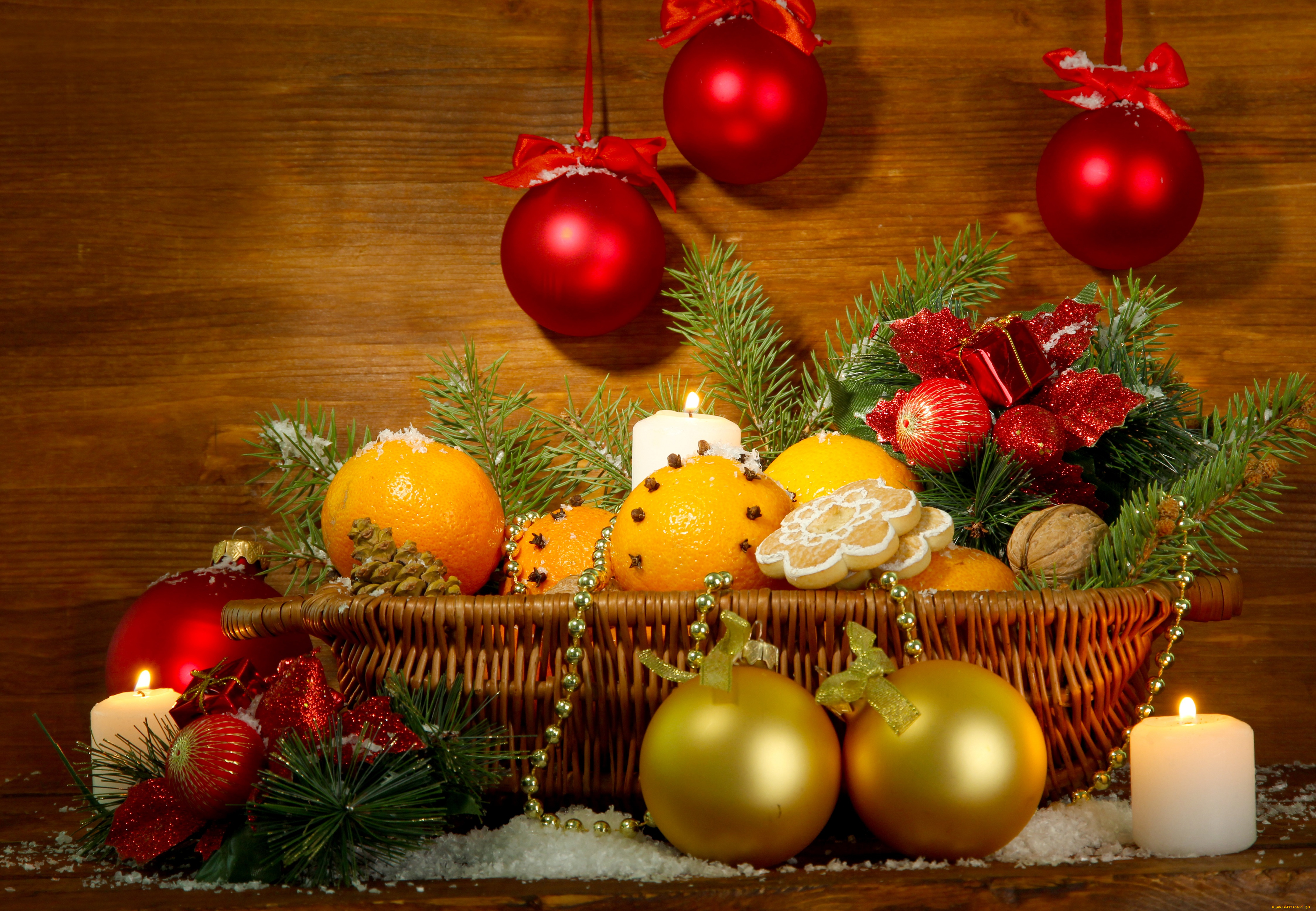 праздничные, угощения, рождество, lantern, корзина, decoration, christmas, елка, апельсины, украшения, merry, новый, год