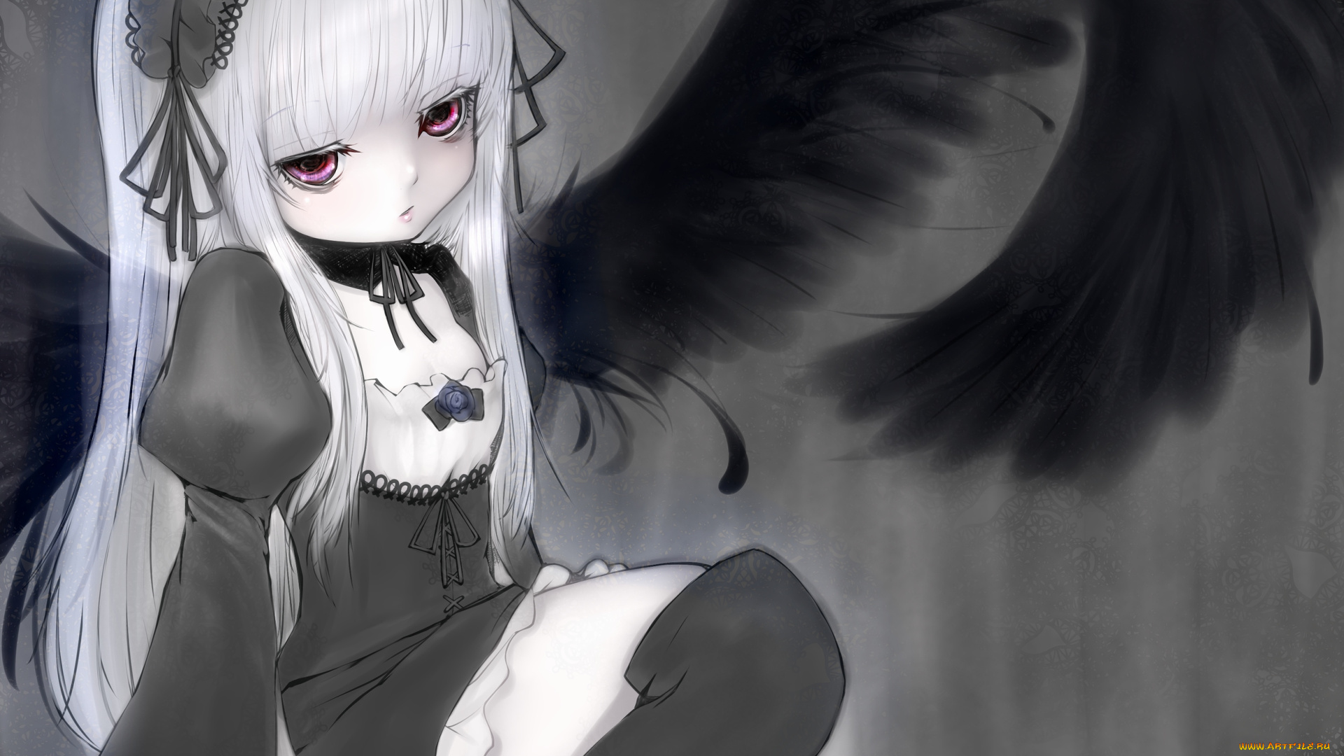 аниме, rozen, maiden, крылья, yo-yo-yo, девушка, suigintou, rozen, maiden, арт, ангел