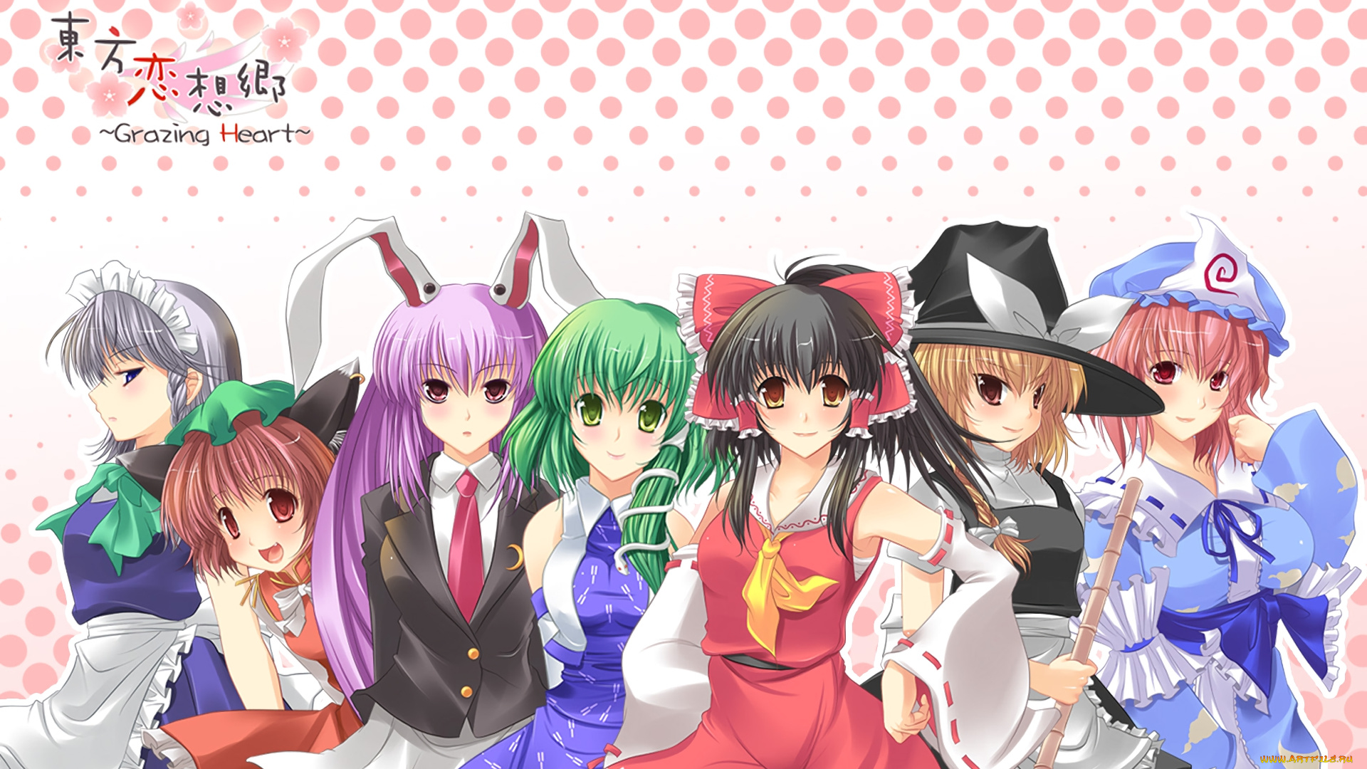 аниме, touhou, фон, взгляд, девушки