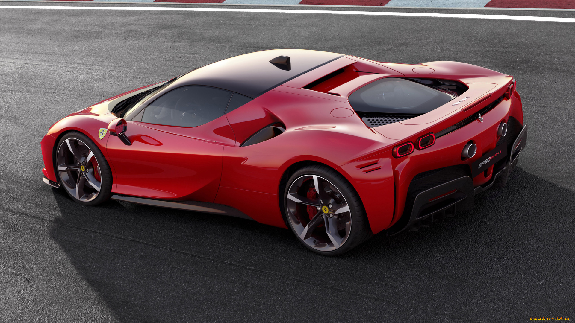 2020, ferrari, sf90, stradale, автомобили, ferrari, 2020, вид, сзади, stradale, sf90, спортивные, новые, авто, суперкар, красный