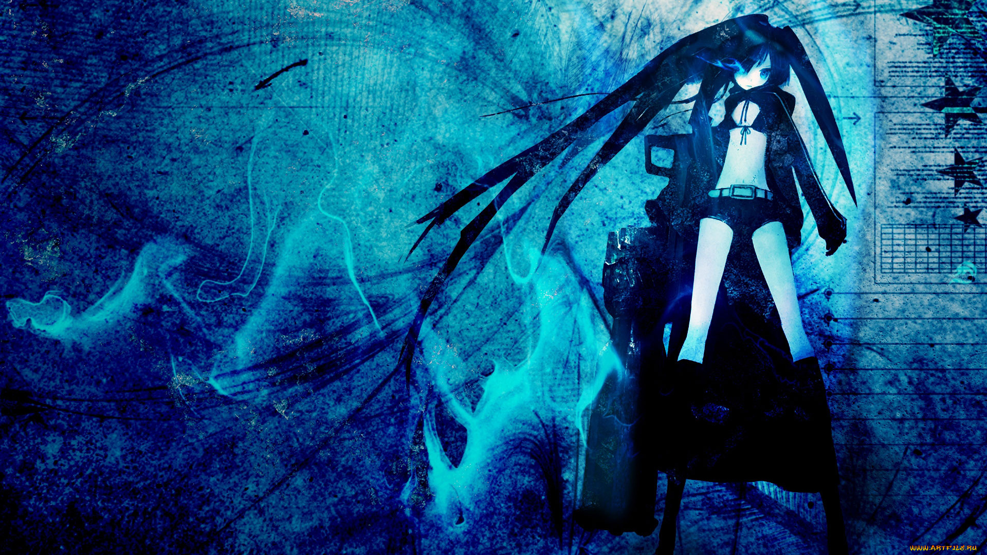 аниме, black, rock, shooter