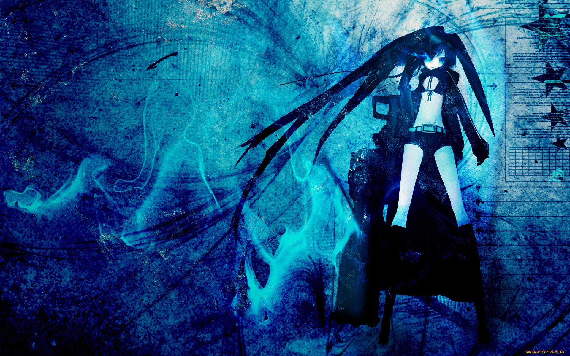 аниме, black, rock, shooter