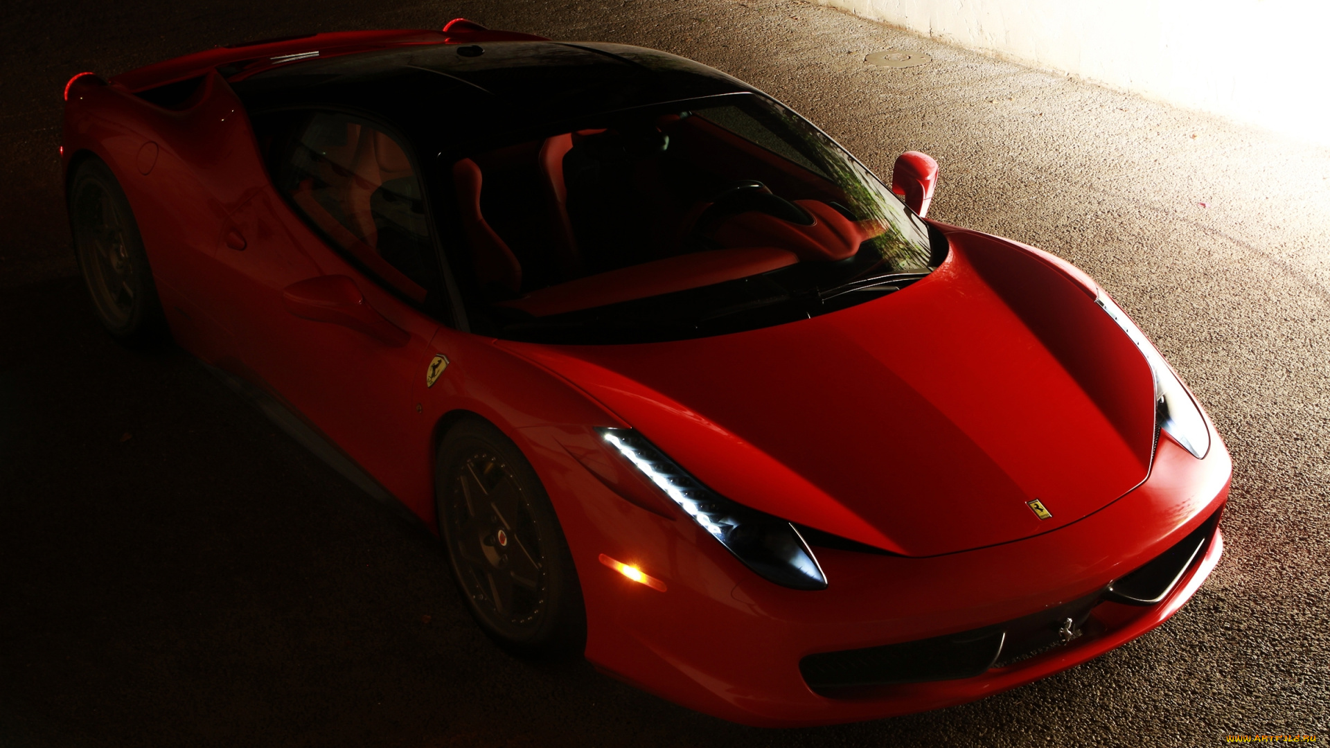 автомобили, ferrari, 458, italia, red, феррари, италия, красный, вид, сверху