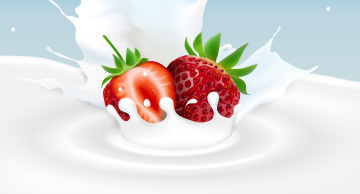 Картинка векторная+графика еда+ food ягода молоко клубника фон