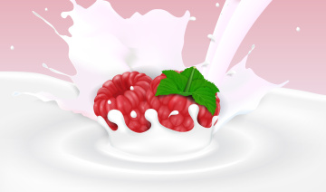 Картинка векторная+графика еда+ food молоко малинка фон ягода