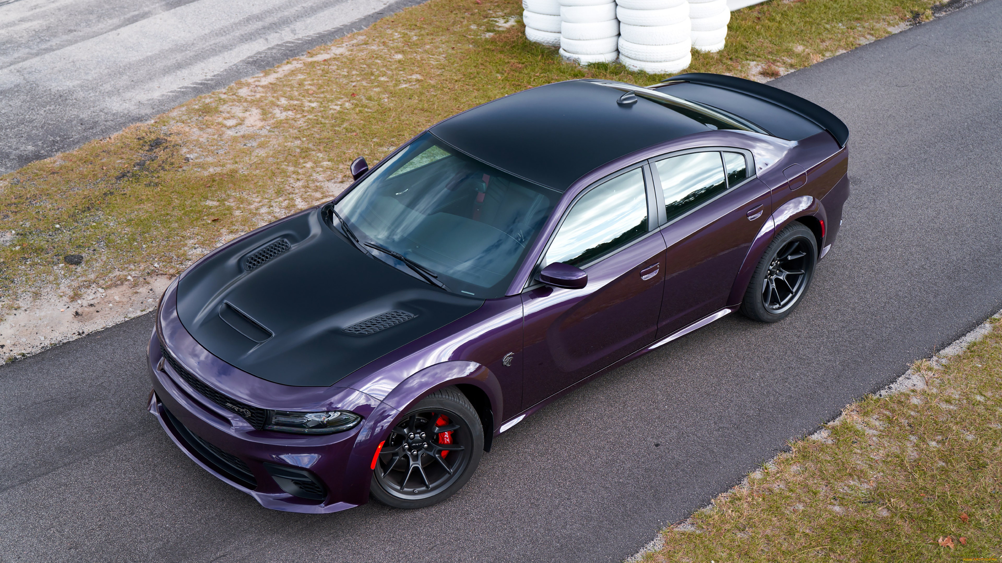 автомобили, dodge, додж, 2021, charger, srt, hellcat, redeye, седан, фиолетовый, вид, сверху